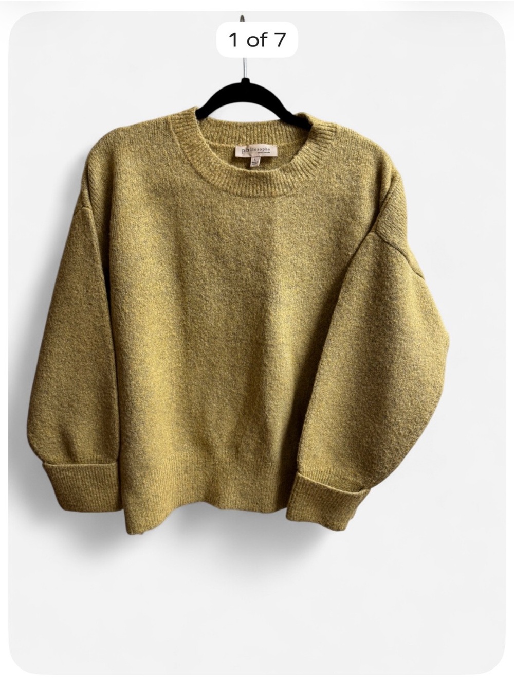 Philosophy Republic Clothing Women’s L Yellow Heathered Cuffed Sleeve Sweater